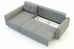 Narożnik z funkcją spania szary TENDER lewy