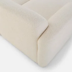 Narożnik z tkaniną bouclé jasnobeżowy CAMELLIA lewy
