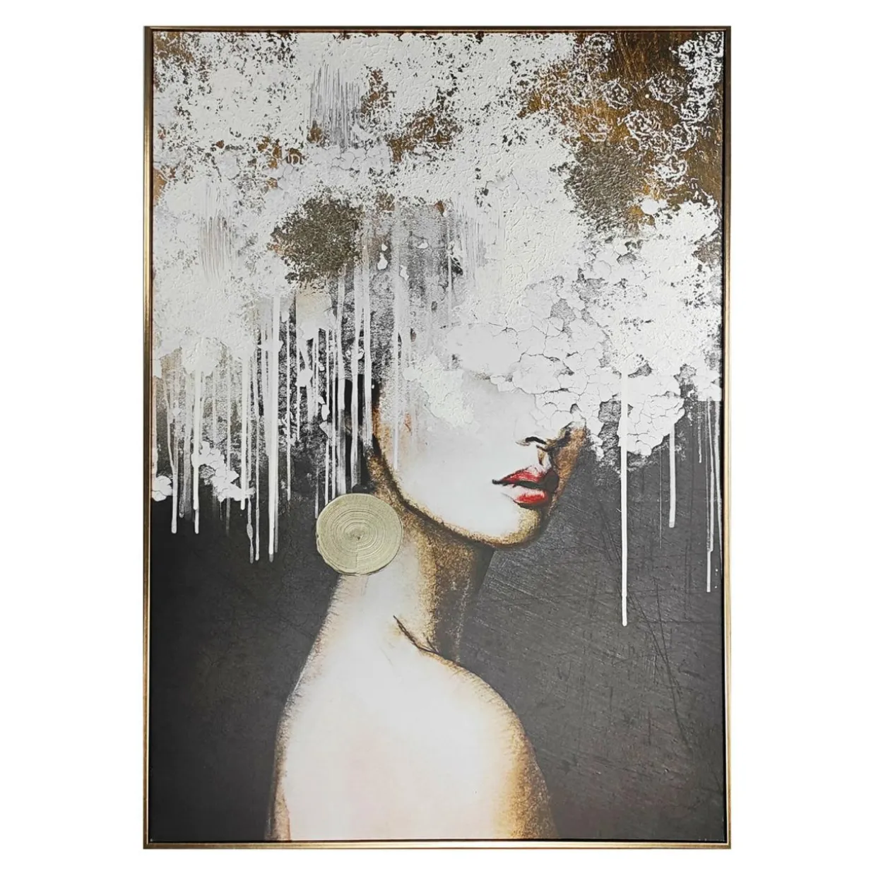 Obraz kobiety w złotej ramie CANVAS MARY 70x100 cm