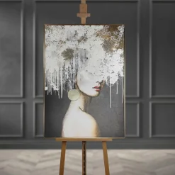 Obraz kobiety w złotej ramie CANVAS MARY 70x100 cm