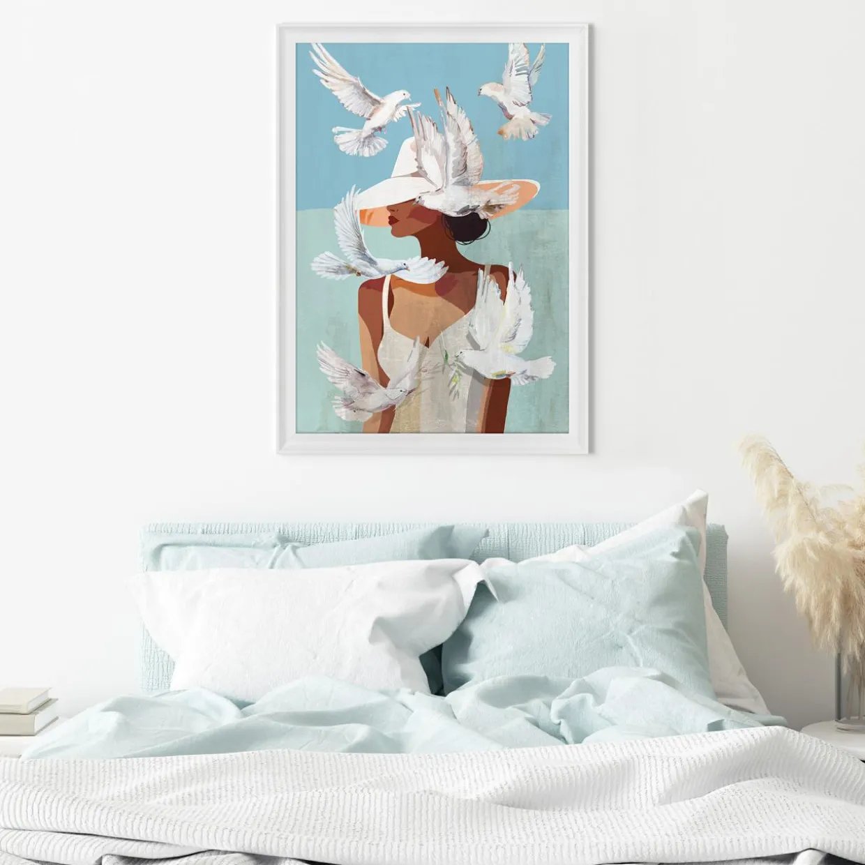 Obraz w białej ramie LADY DOVES 70x100 cm