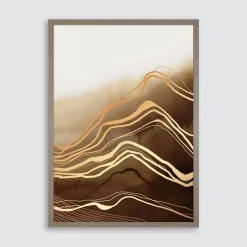 Obraz w brązowej ramie BROWN WAVES II 50x70 cm