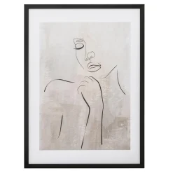 Obraz w czarnej ramie twarz GREY LINEAR 50x70 cm
