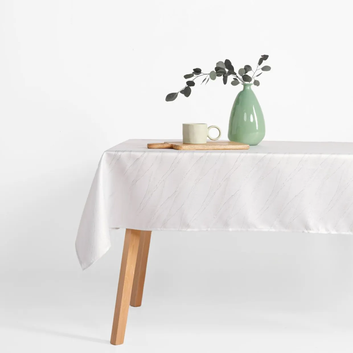 Obrus biały w srebrny marmur LYMIO 140x220 cm