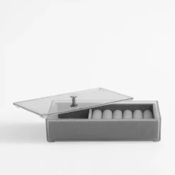 Organizer na biżuterię z pokrywką 18x10x4,2 cm szary