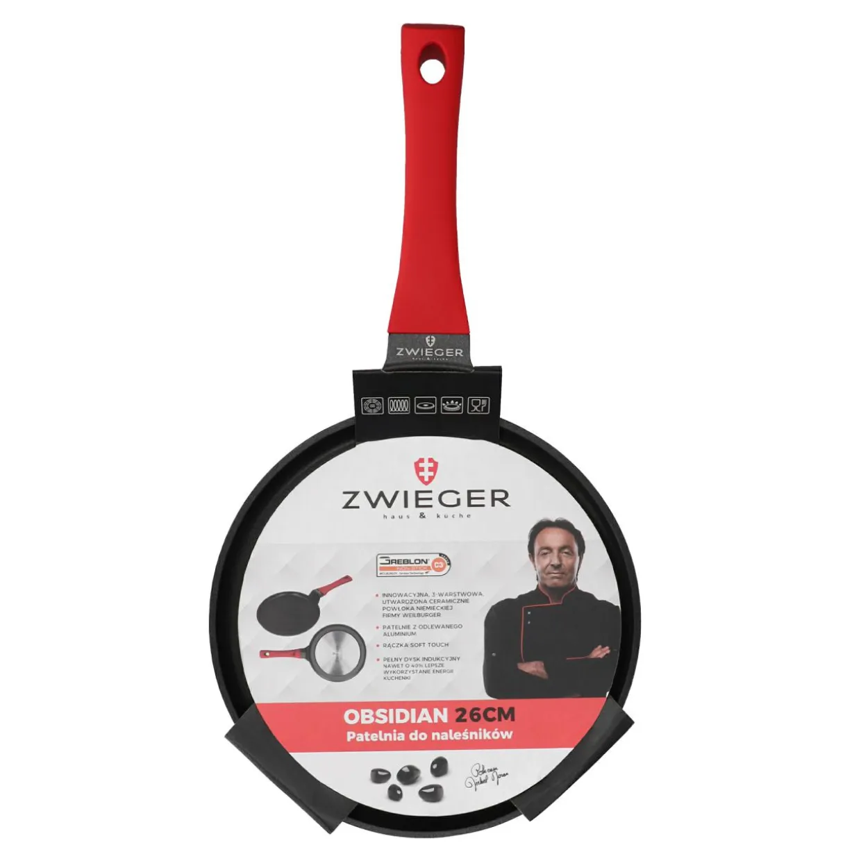 Patelnia do naleśników na indukcję ZWIEGER OBSIDIAN 26 cm