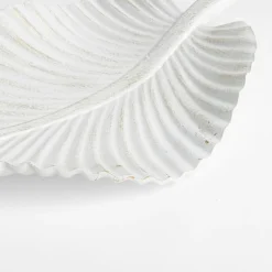 Patera dekoracyjna biała LIŚĆ 35 cm