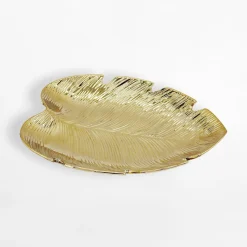 Patera dekoracyjna liść złota 31 cm
