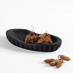 Patera dekoracyjna żłobiona czarna 32 cm
