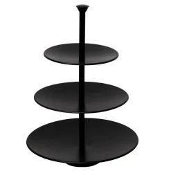 Patera piętrowa na ciasto i owoce 3 poziomy czarna 34 cm