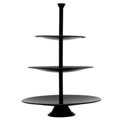 Patera piętrowa na ciasto i owoce 3 poziomy czarna 34 cm