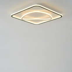 Plafon LED kwadratowy czarno-złoty LENS 50x50 cm