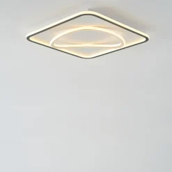 Plafon LED kwadratowy czarno-złoty LENS 50x50 cm