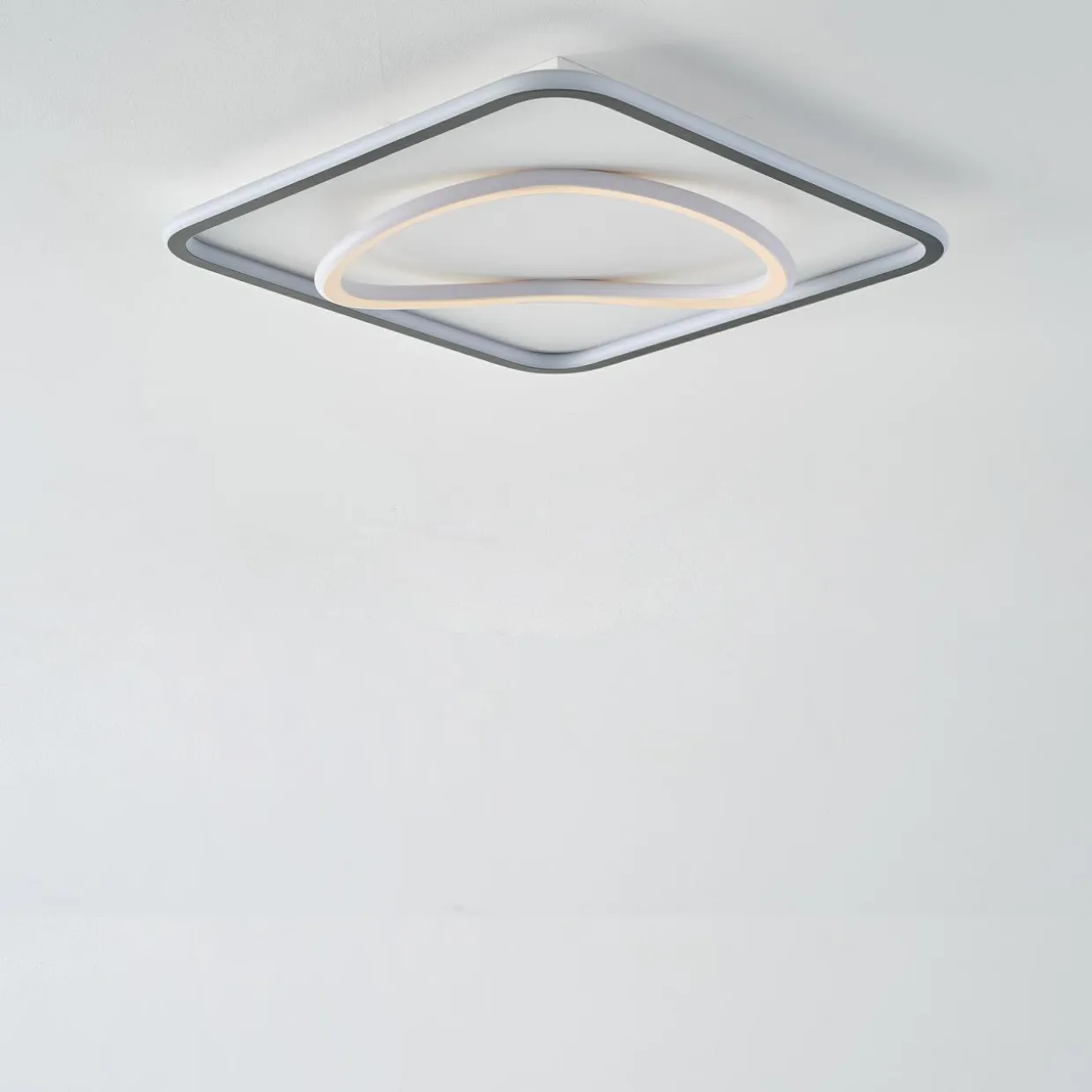 Plafon LED kwadratowy czarno-złoty LENS 50x50 cm