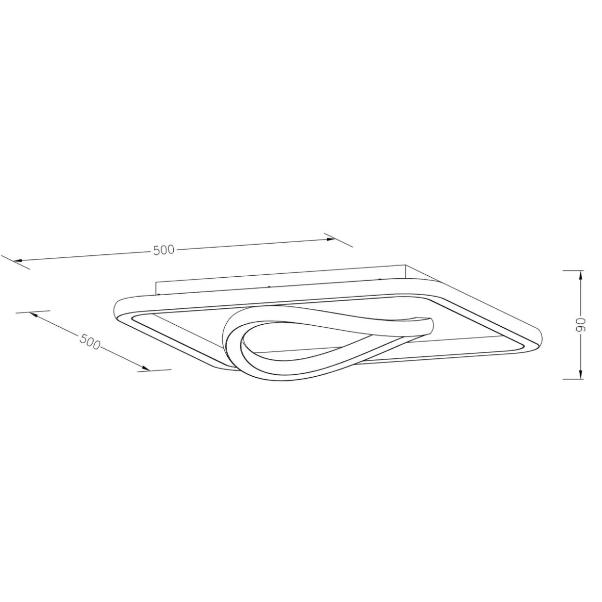 Plafon LED kwadratowy czarno-złoty LENS 50x50 cm