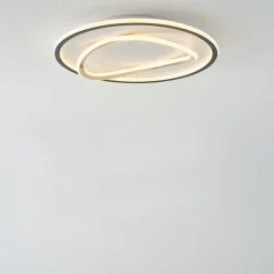 Plafon LED okrągły czarno-złoty LENS 50 cm