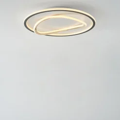 Plafon LED okrągły czarno-złoty LENS 50 cm
