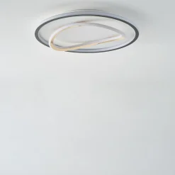 Plafon LED okrągły czarno-złoty LENS 50 cm
