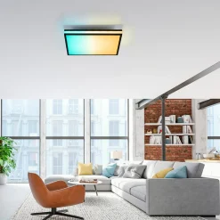 Plafon LED RGB czarny MARIO z pilotem 46,5x46,5 cm