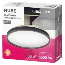 Plafon LED 60W czarny ORO NUBE