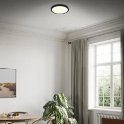 Plafon LED z pilotem czarny RUNA 38 cm