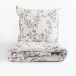 Pościel bawełniana w białe kwiaty SO DREAMY 220x200 cm