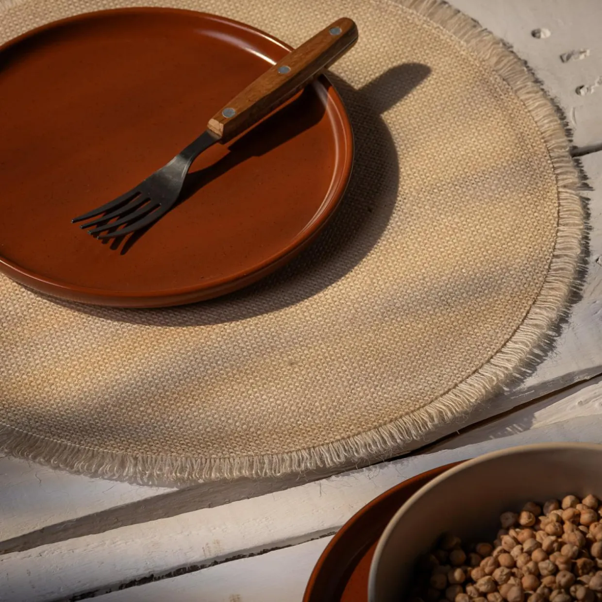 Podkładka na stół boho beżowa 38 cm
