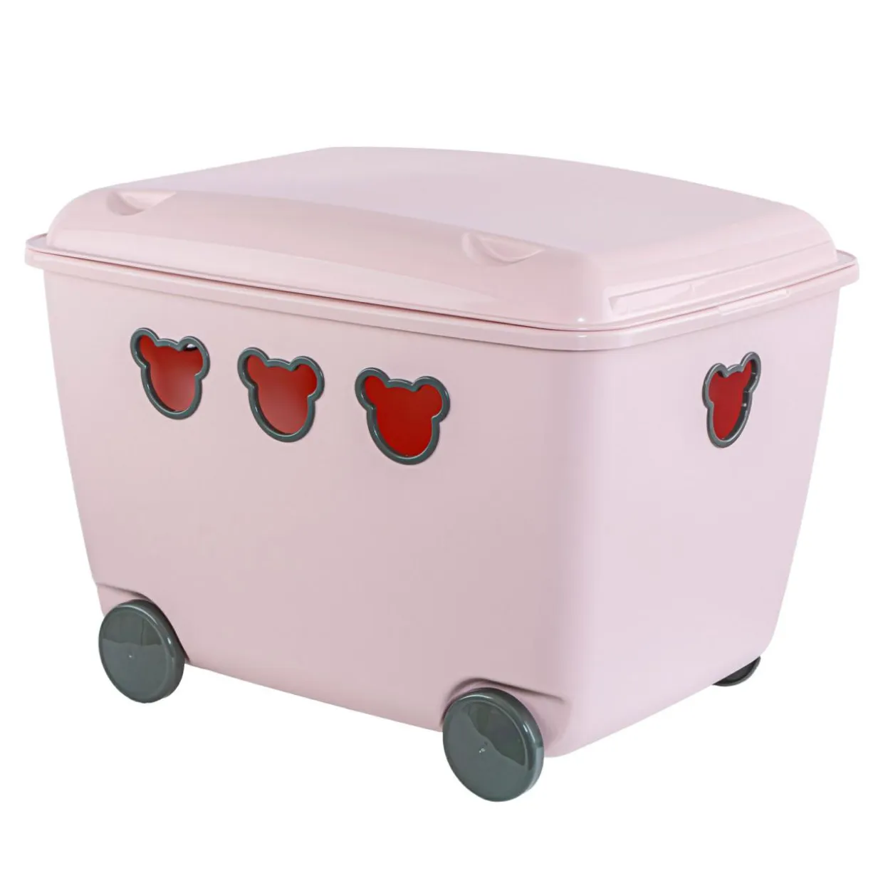 Pojemnik na zabawki różowy z kółkami TEDDY, 55 l