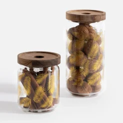 Pojemnik szklany z akacjową pokrywą 980 ml