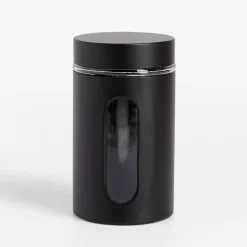 Pojemnik szklany z metalową pokrywką czarny 1000 ml