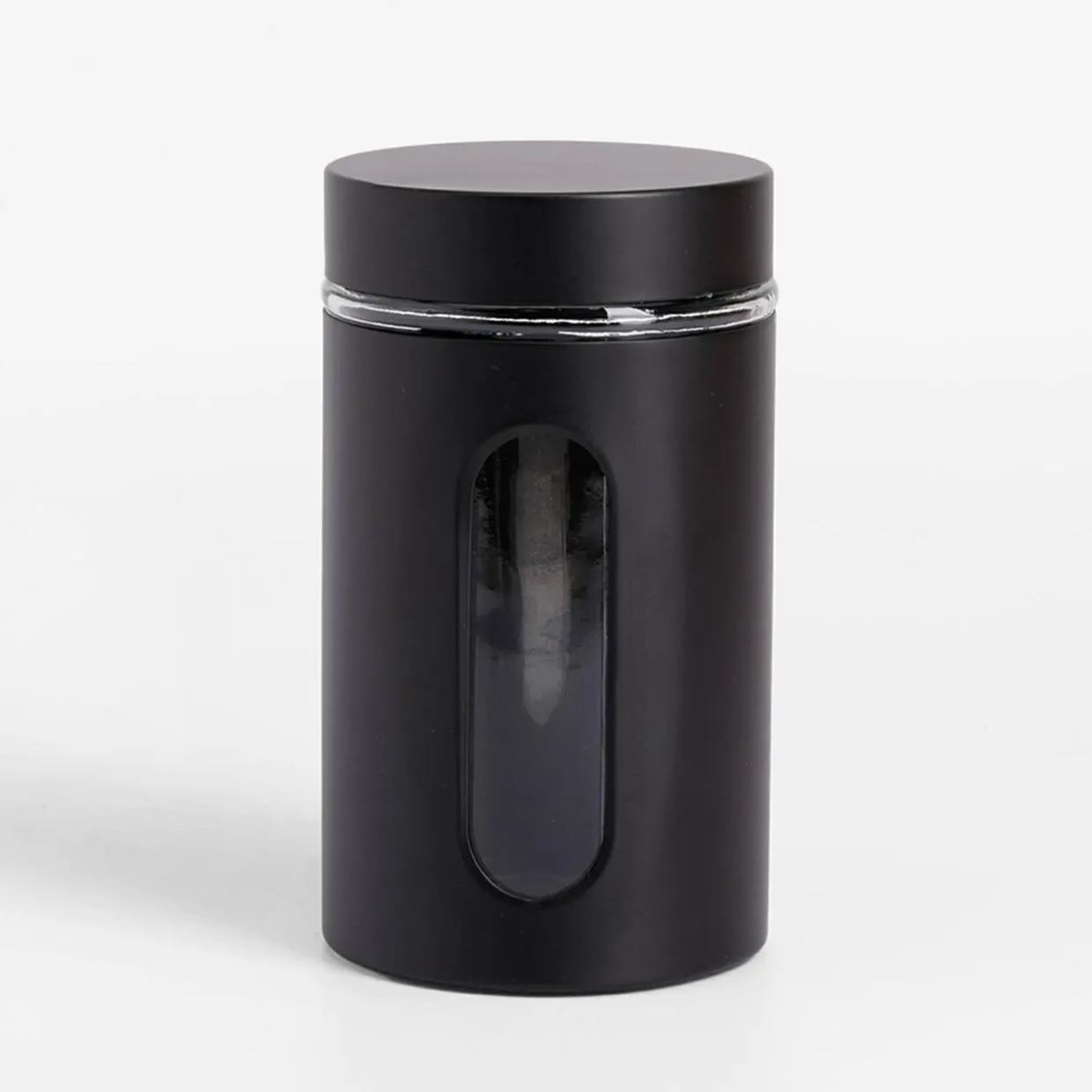Pojemnik szklany z metalową pokrywką czarny 1000 ml