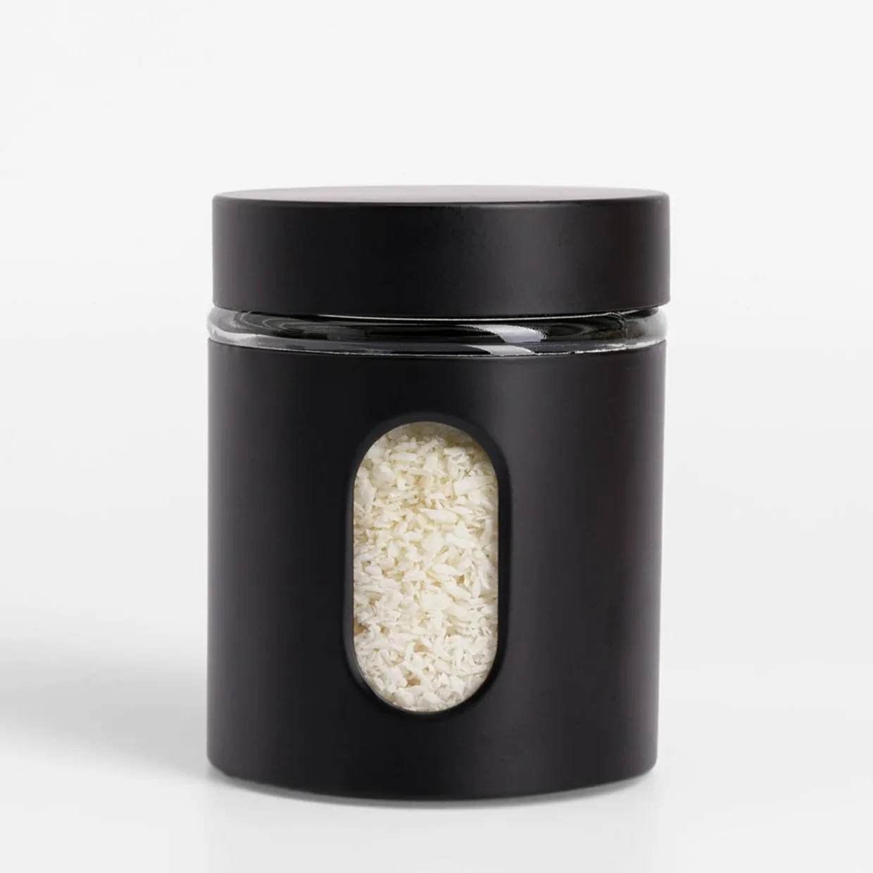 Pojemnik szklany z metalową pokrywką czarny 660 ml