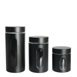 Pojemnik szklany z metalową pokrywką czarny 1400 ml