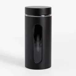 Pojemnik szklany z metalową pokrywką czarny 1350 ml