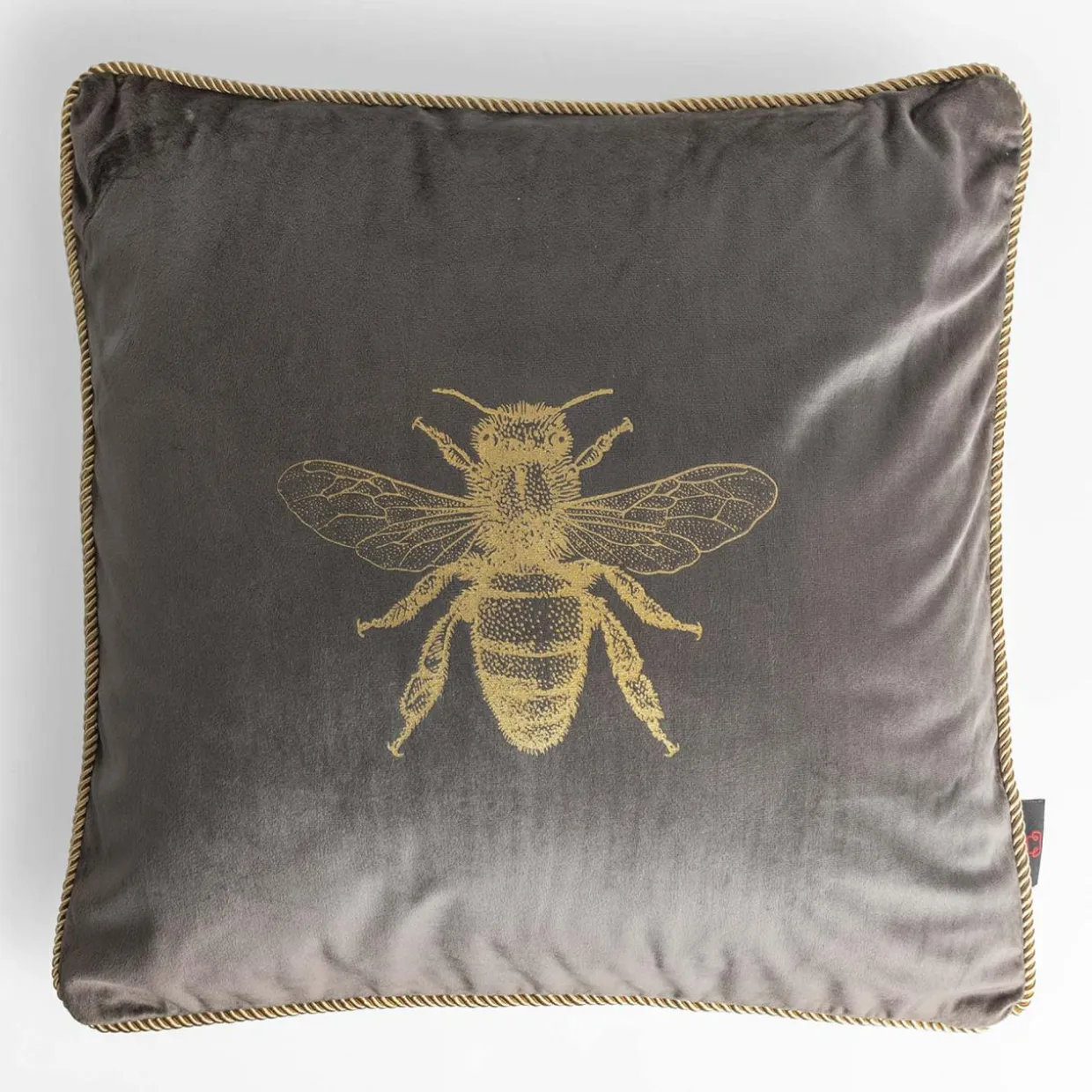 Poszewka dekoracyjna szara z pszczołą AURE 45x45 cm