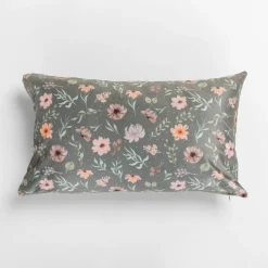 Poszewka dekoracyjna w kawiaty zielona DAISY 30x50 cm