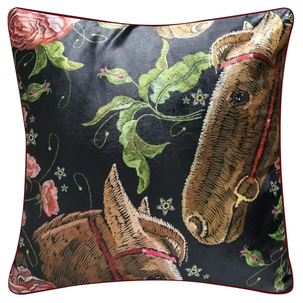 Poszewka dekoracyjna w konie BRODERI 45x45 cm