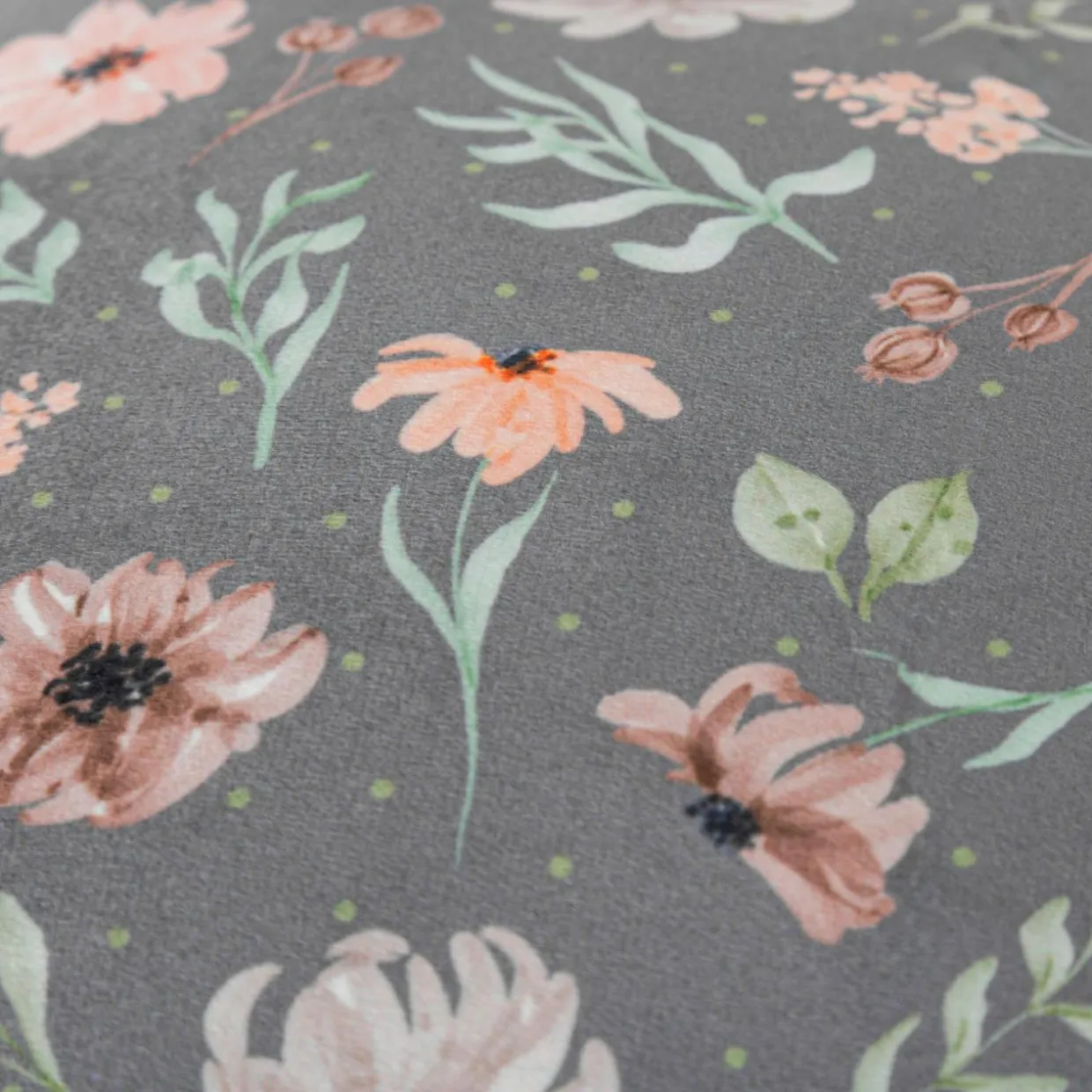 Poszewka dekoracyjna w kwiaty szara DAISY 30x50 cm