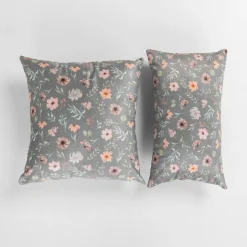 Poszewka dekoracyjna w kwiaty szara DAISY 30x50 cm