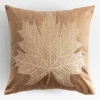 Poszewka dekoracyjna w złoty liść brązowa MAPLE 45x45 cm