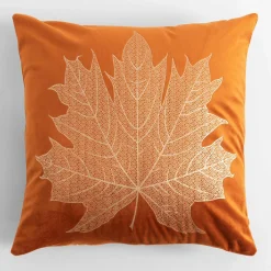 Poszewka dekoracyjna w złoty liść pomarańczowa MAPLE 45x45 cm