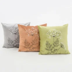 Poszewka welurowa z haftem zielona ANISE 45x45 cm