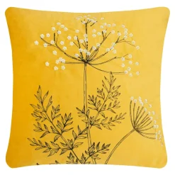 Poszewka welurowa z haftem żółta ANISE 45x45 cm