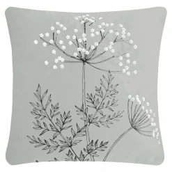 Poszewka welurowa z haftem jasnoszara ANISE 45x45 cm