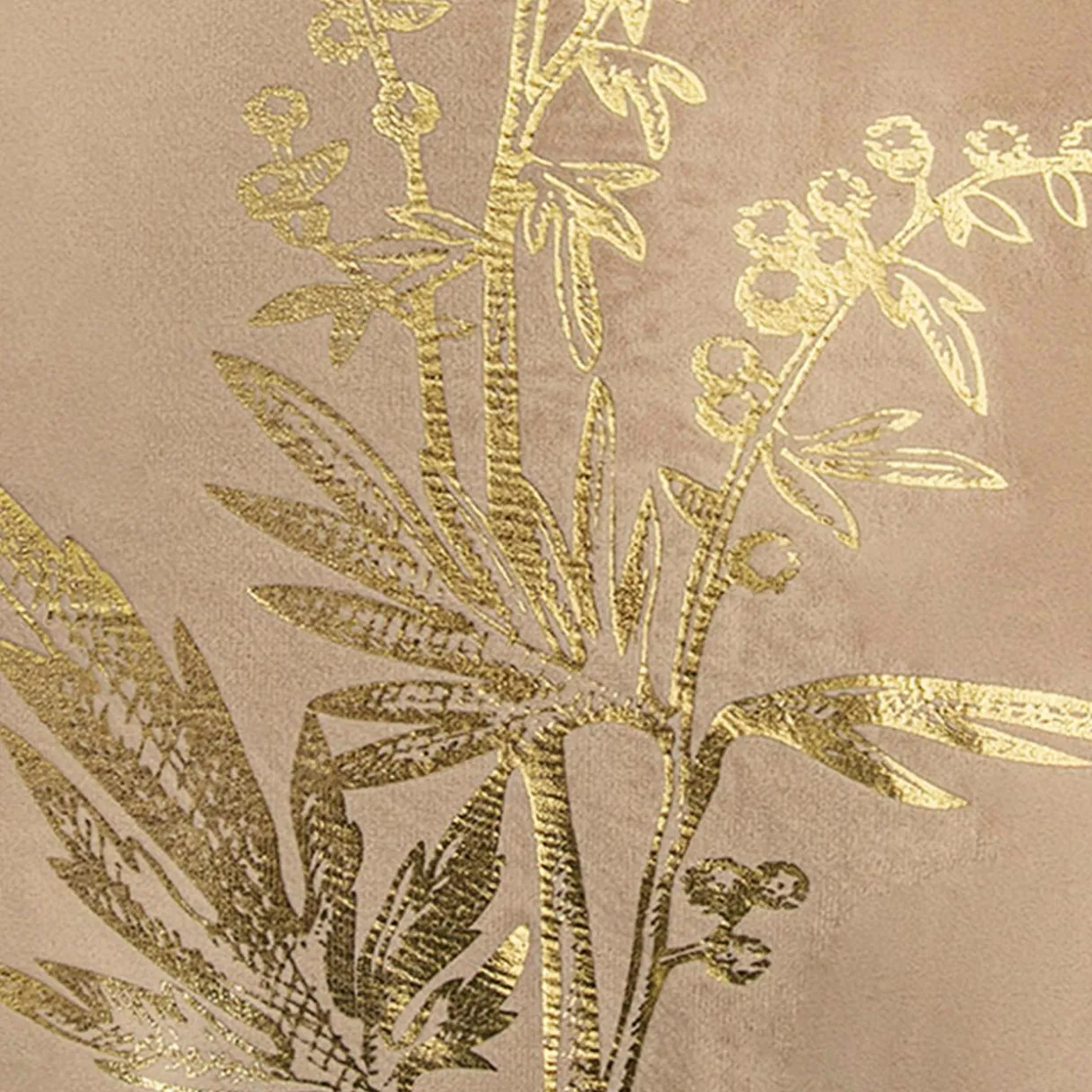 Poszewka welurowa z motywem roślinnym beżowa HERBS 45x45 cm