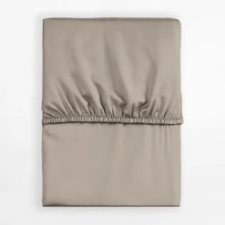 Prześcieradło satynowe z gumką taupe PURE 140x200 cm