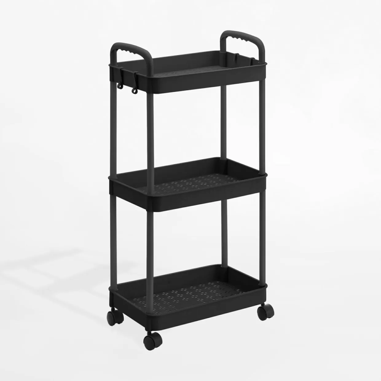 Regał 3-poziomowy na kółkach czarny 35x22x69 cm