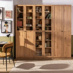 Regał zamknięty z witryną BEN dąb artisan