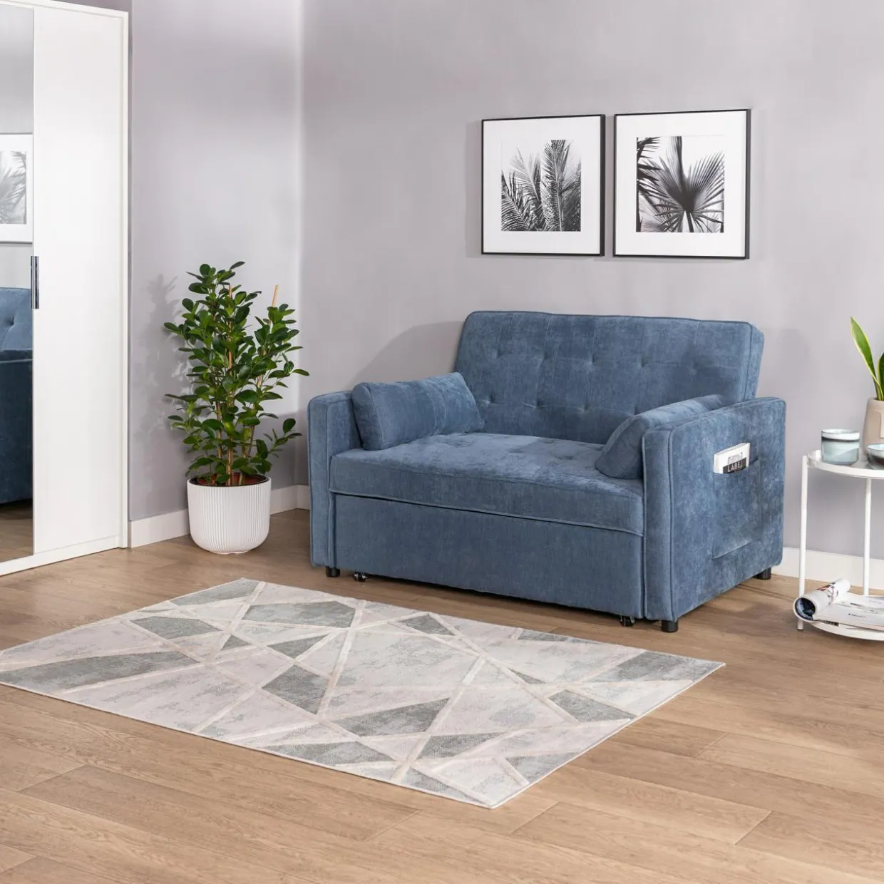 Sofa 133 cm niebieska SYLWERO