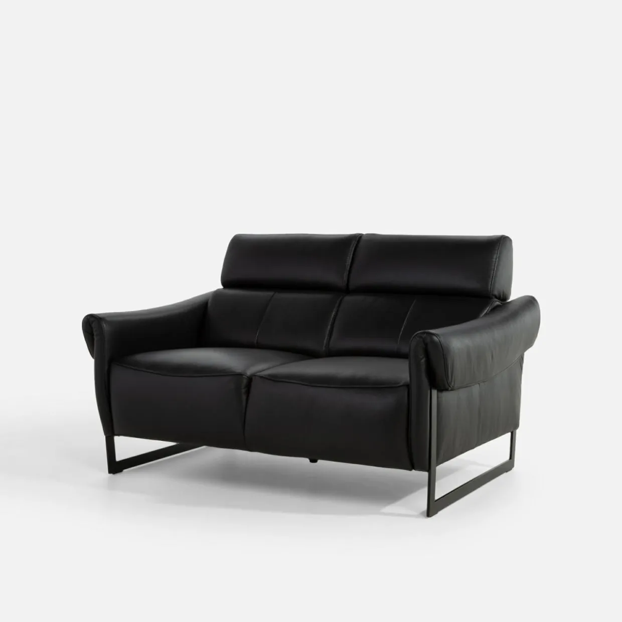 Sofa 2 osobowa skórzana czarna MILANO